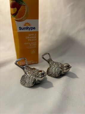2- Silver plated Bird bottle openers